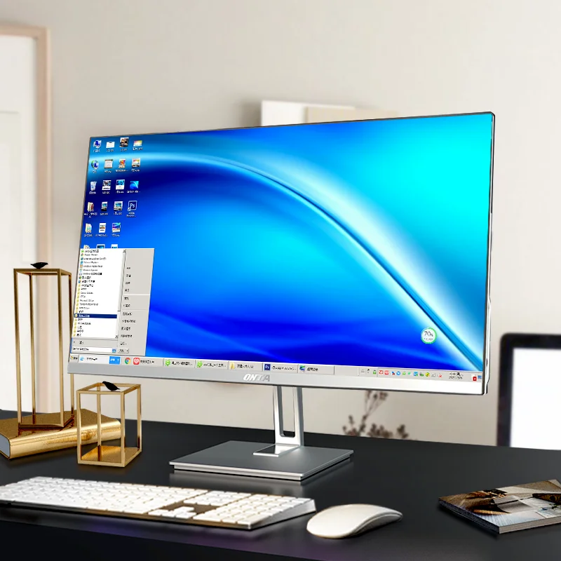 23.6 inch No border screen computer all in one pc desktop monoblock white aio barebone all in one computer