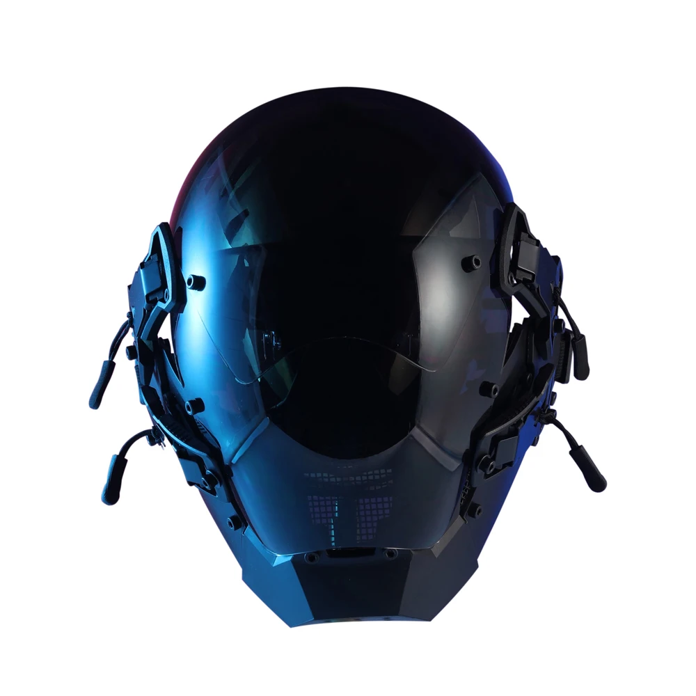 CYBER01 Cyberpunk Helmet Mask with LED Light, Future Cosplay Props for Men Women Boys, Halloween Party Christmas Party Type