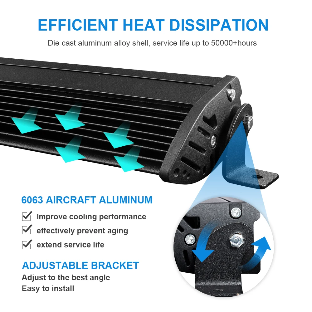 RCJ Wholesale Car LED Light Bars Off Road LED Light Bar 50 Inch Curved LED Light Bar for Truck Barras LED Para Auto Offroad