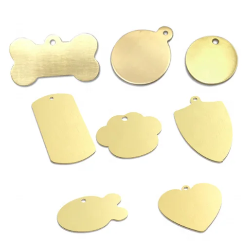 Quality Solid Brass Pet Tags round Blank ID tag Personalized logo Custom brass bone tag