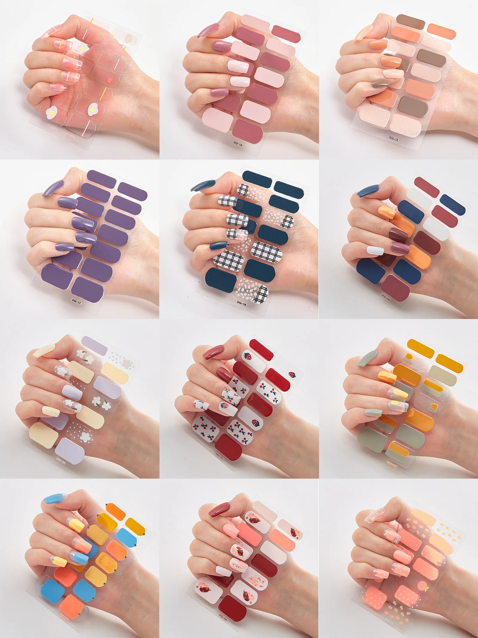 Designers Line Marble Jump Color Thick Gel Nail Sticker 3d Nail Sticker Flower Design Gel Sticker Nails