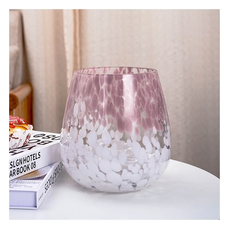 Wholesale Christmas Exclusive Handmade Mouth Blown Colorful Glass Vase Accept Size Custom