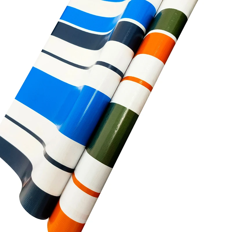 Anti-uv outdoor pvc tarps printed stripe pvc tarpaulin for awning for tent