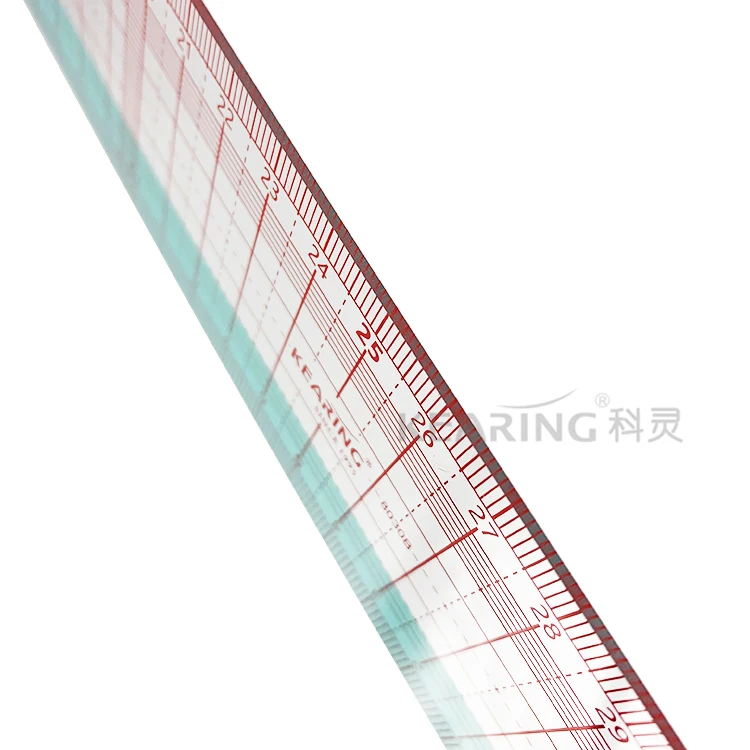 Kearing Colorful Transparent Flexible Plastic Pattern Grading Ruler for Sewing 30cm Metric Pocket Size Lightweight Durable#8030B