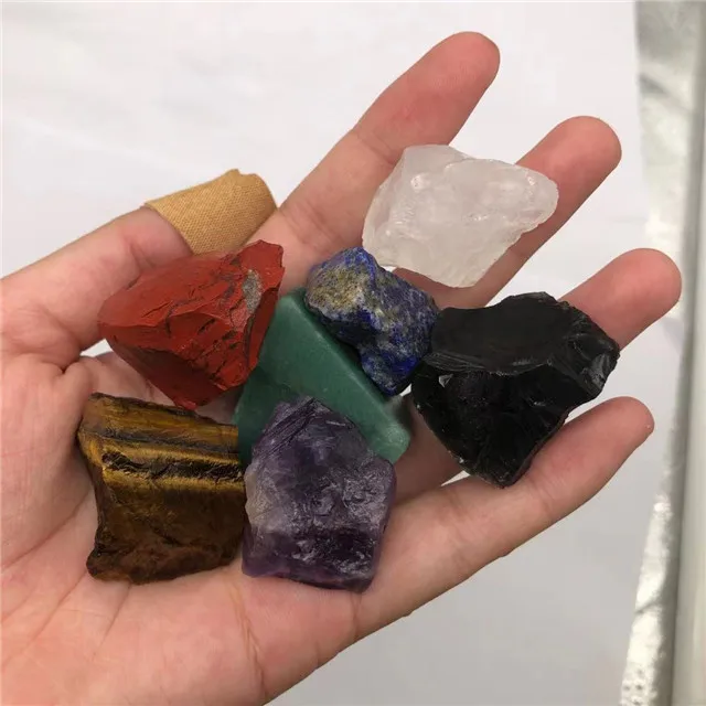 New arrivals spiritual crystals rough healing stones natural colorful mixed quartz 7 chakra raw gemstone for Yoga meditation