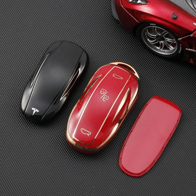 Car Key Case for Tesla Model S Model 3 Model X TPU Car Remote Smart Key Cover Case Shell Holder Fob Key Protector