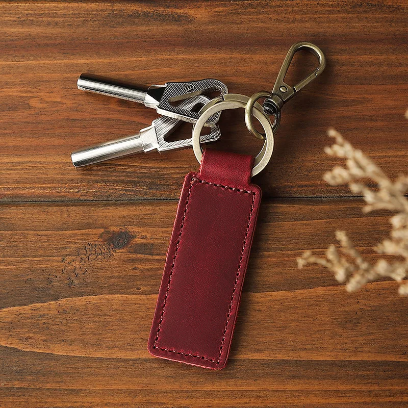 Factory Luxury Cowhide Genuine Leather Casual Vintage Keychain Premium Texture Key Pouch Leather Key Chain