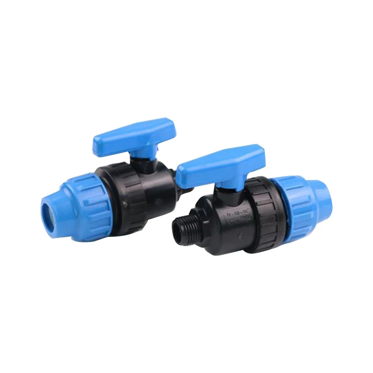Aquaculture irrigation pp compression union ball valve PE pipe compression ball valve control valve