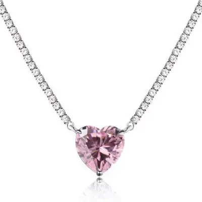 2023 Glamour pink pendant Necklace Jewelry Girl wedding heart necklace 925 silver chain pendant necklace
