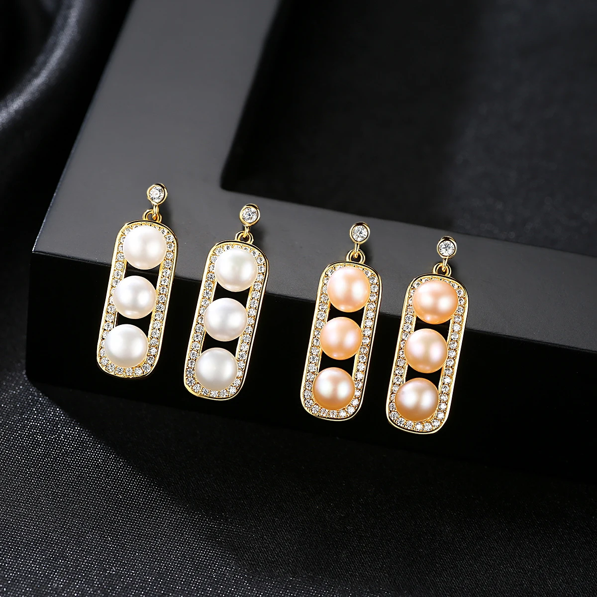 Pag&Mag Unique Designer Earring 925 Silver Plated Fine CZ Charm Earring With 5mm Pearl Engagement Earrings Jewelry