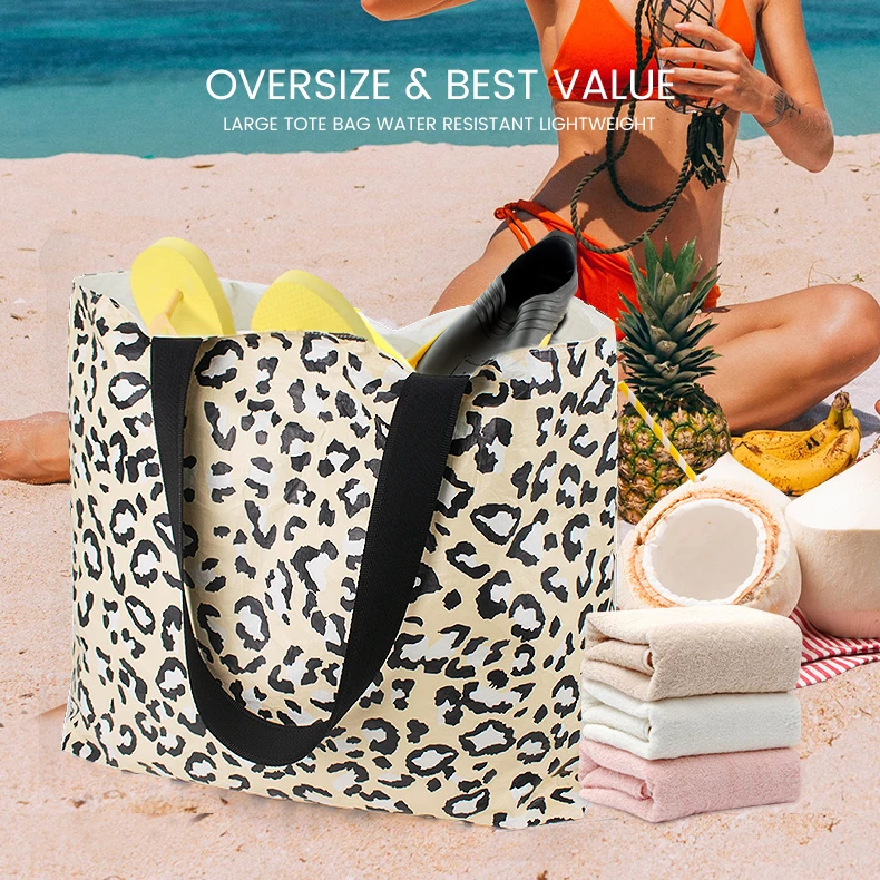 Custom Printing Logo Waterproof Travel Beach Shoulder Double-sided Available Tyvek Tote Bag
