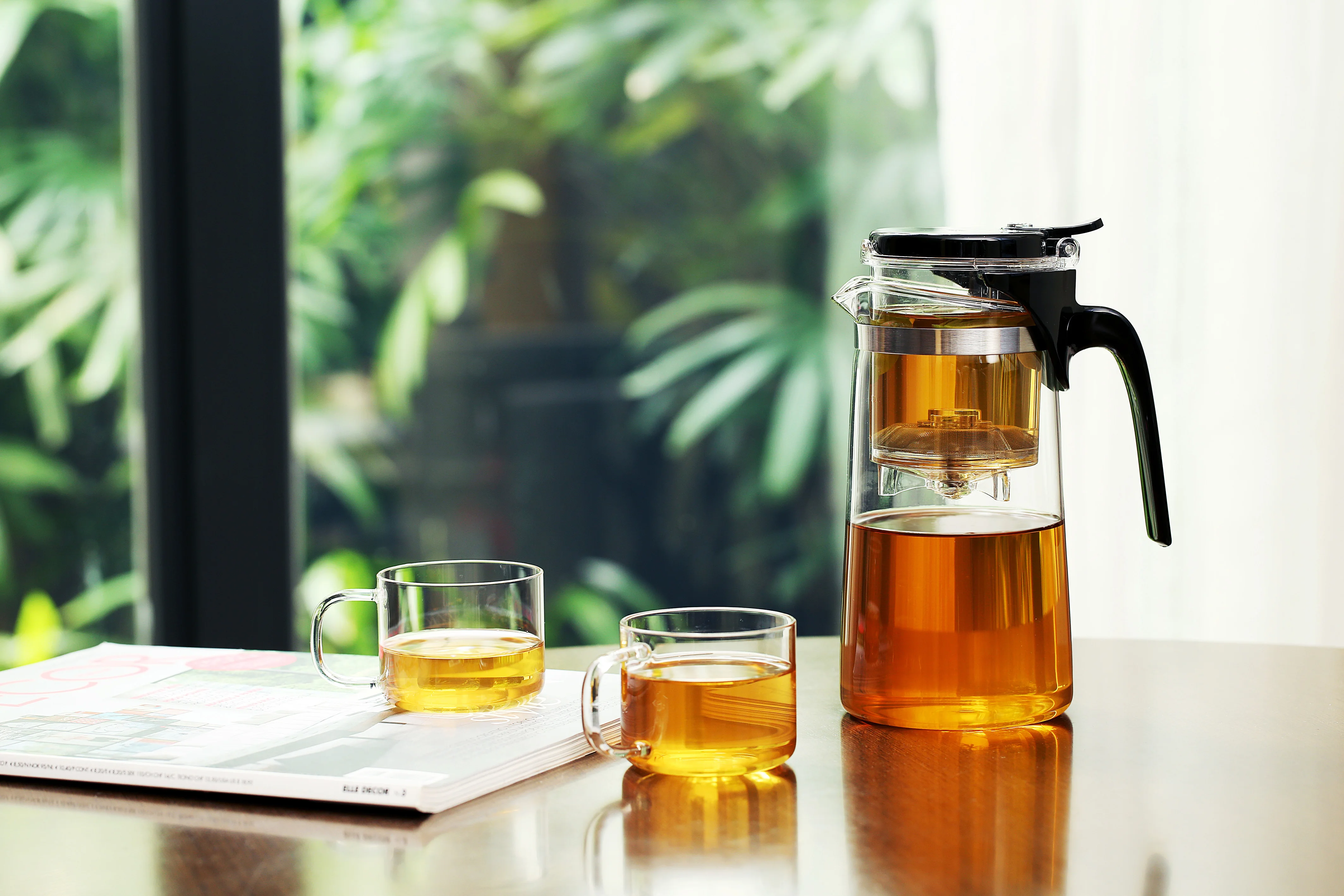 New Office 750Ml Heat Resistant Glass Infuser Teapot Green Tea Filter Transparent Unbreakable Glass Teapot With Plastic Lid