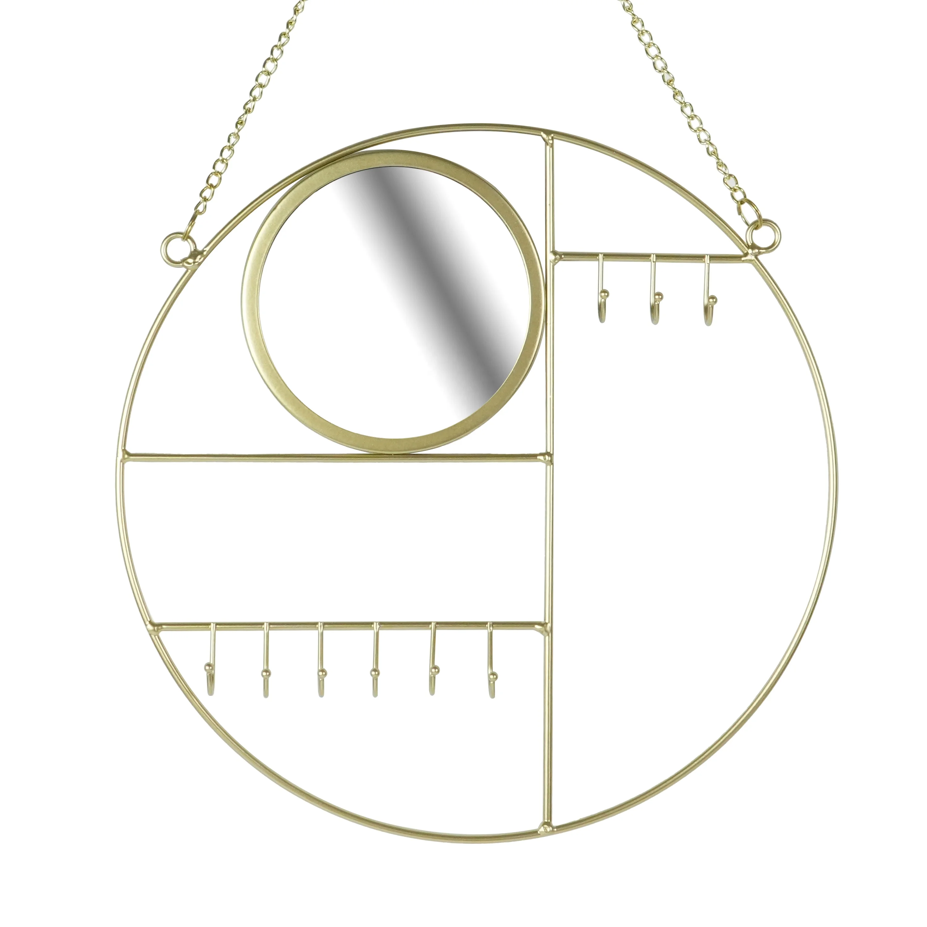 Foryoudecor reusable multifunctional shiny golden sun bathroom living room wall hanging mirror key cloth hanger for daily use