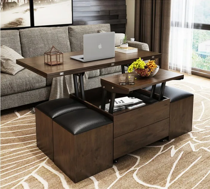 wholesale multifunction foldable height adjustable tea coffee bar table wall unit set and living room furniture