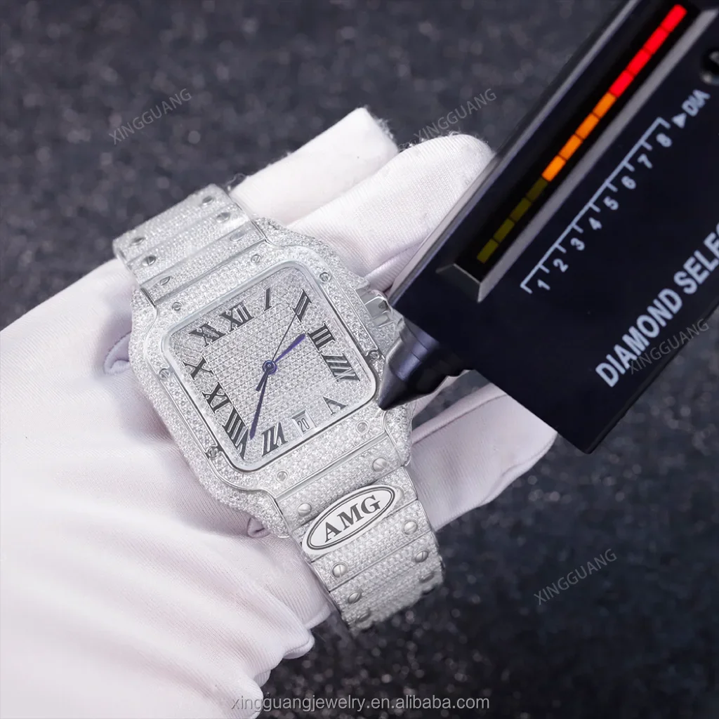 Hot Sale Brilliant Cut VVS Moissanite Watch Hip Hop Diamond Watch Luxury Collection Automatic Diamond Watch For Gift