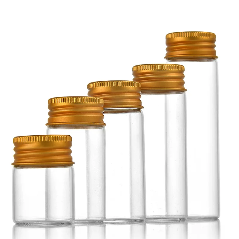 Hot Selling Empty Jars Glass Bottle with Gold Lid Screw Cap 5ml 60ml Sealed Liquid Food Gift Container for Kitchen