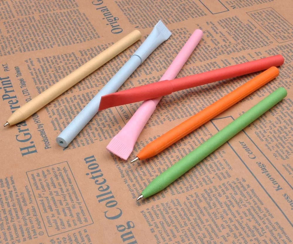 Novelty design customized logo recycle paper pen gift biodegradable pen