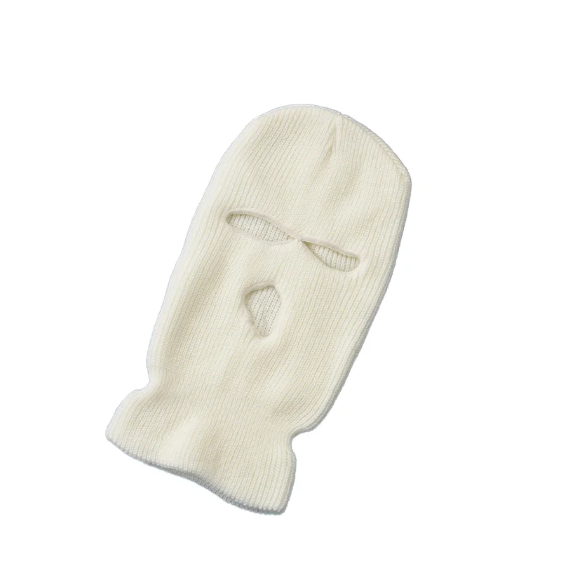 Custom Logo Embroidery Winter Warm 3-Hole Neoprene Skimask Acrylic Knitted Balaclava Ski Mask Hat with Motorcycle Usage