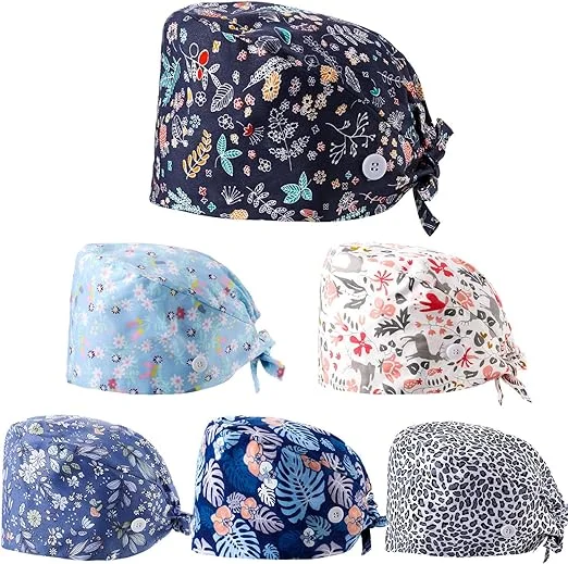Niaahinn Manufacture New Product Pure Cotton Hat Custom Tooth Print Scrub Cap Dental Nurse Hats Soft Adjustable Hospital Dentist