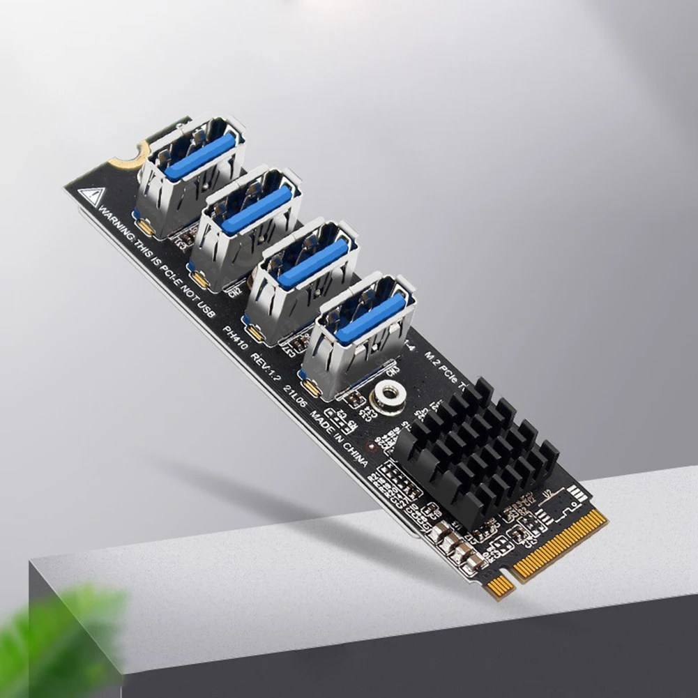 Плата расширения M.2 PCIE для майнинга 4-портовый адаптер MKEY PCI-E X1 модуль 1-4 плата настольного ПК Windows