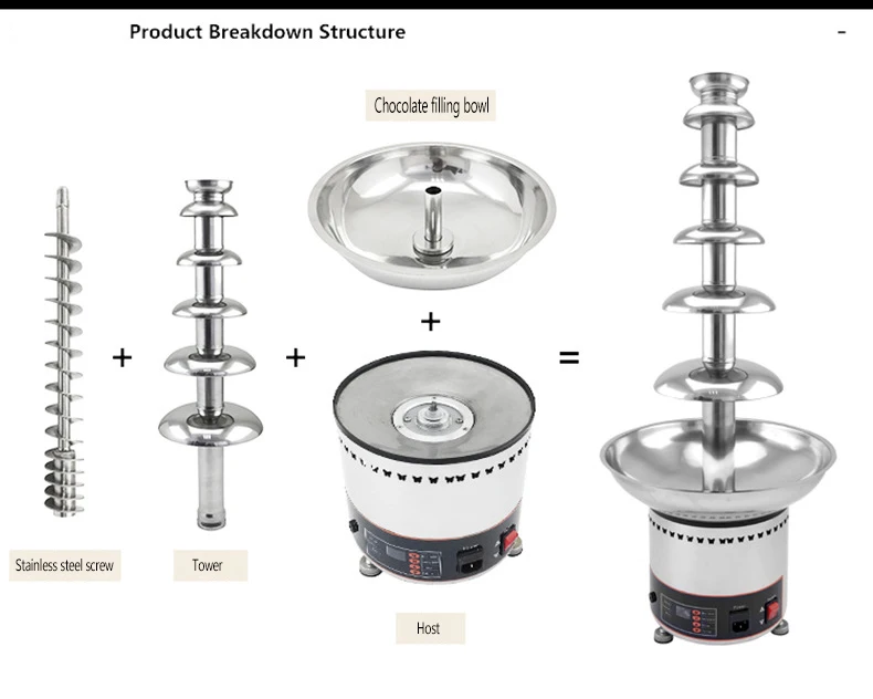 New Design Electric Retro Chocolate Fountain 30~150 Degree 15kg chocolate melting machine