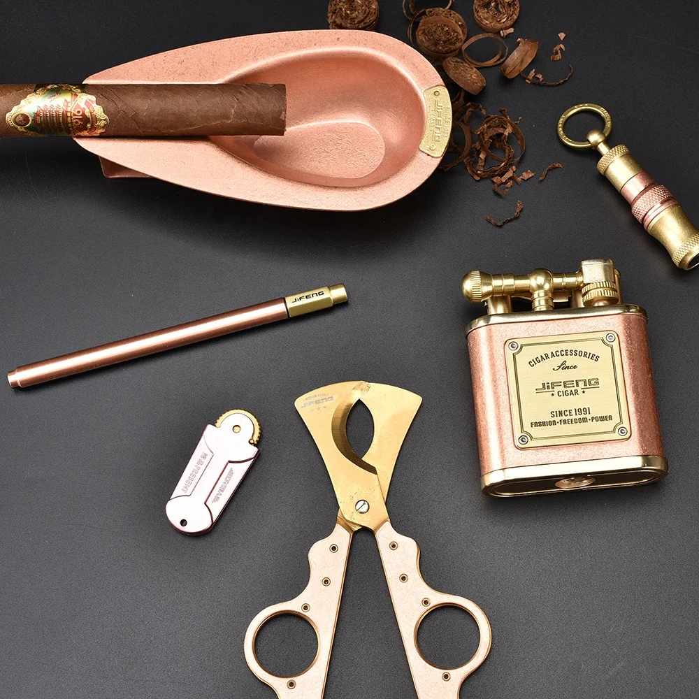 JIFENG JF-TZ240 роскошные медные в винтажном стиле уникальные металлические сигары 10 1 Набор плоскогубцев аксессуары для сигар подарочный набор