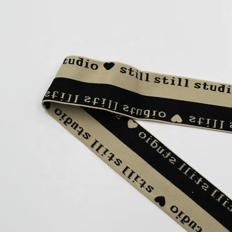 Customize 2 inch woven logo elastic band tape 50mm branded stretch ribbon for panties underwear elastic waistband