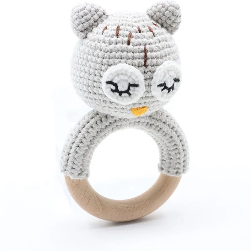 Органическое Натуральное детское буковое деревянное кольцо прорезыватель Игрушка прорезыватель погремушка