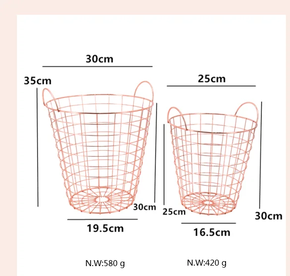 Storage Basket  Rose Gold Nordic Simple Style Metal Modern Home Storage Organization Metal Iron