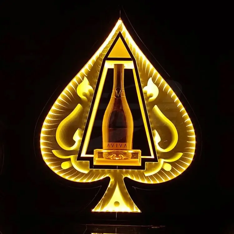 Hot selling nightclub party Glow mirror Spades bottle host showcases glory