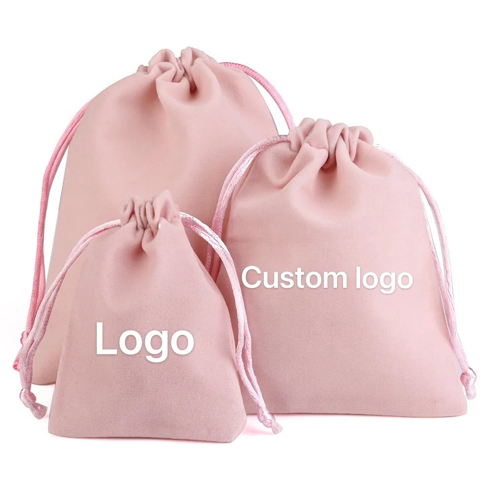 Высококачественный мягкий бархатный Подарочный пакет на шнурке разных цветов с логотипом