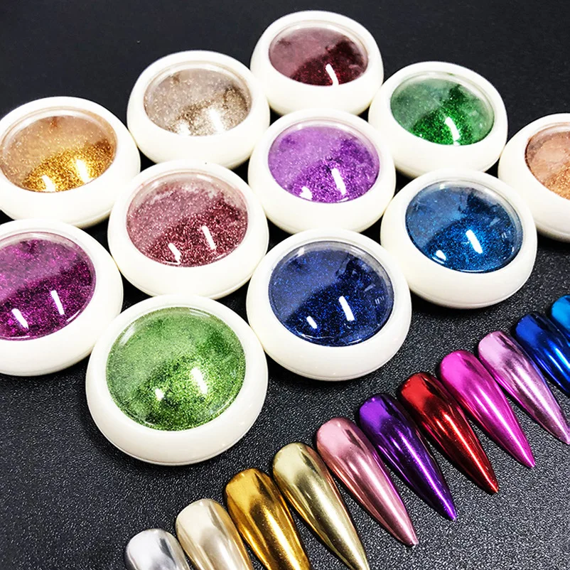 Wholesale Pigment Magic Mirror Metallic Nail Glitter Chrome Laser Bling Rainbow Flecks Shiny Solid Magic Glass Mirror