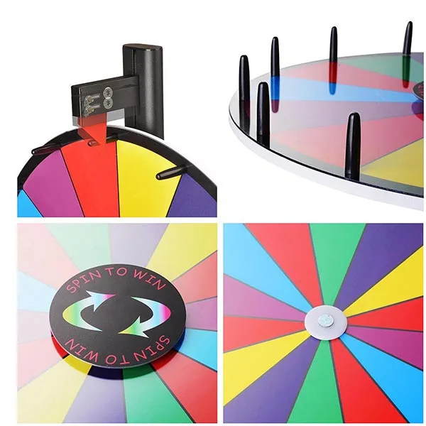 18 Inch Game Activities Lucky Draw Props Big Prize Wheel Tabletop Color Dry Erase Prize Wheel Stand