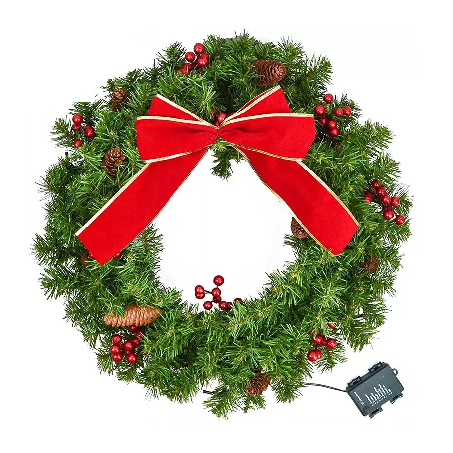 High Quality Green Artificial Christmas Garland, 15 Inches Natural Artificial Garland with Berries and Pine Cones