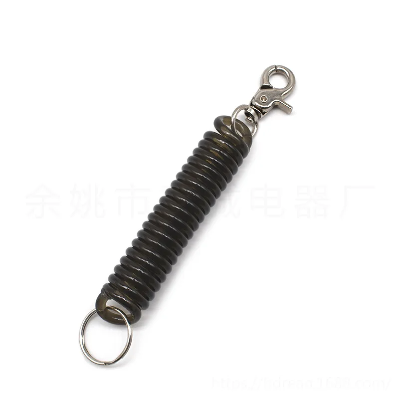 Drop Protecting Coil Lanyard / Plastic Coiled Spring tool safety lanyard / Fishing Rod Spiral Coil lanyard With Stainless Hooks