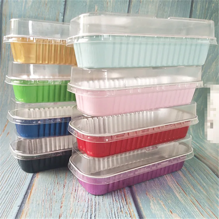 Rectangular 200ml disposable baking cups Aluminum container foil cake pan bakery equipment packaging boxes for sale