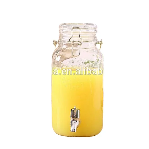 high quality 4L beer soda glass dispenser with metal tap and rack glass beverage dispenser with infuser with metal spigot