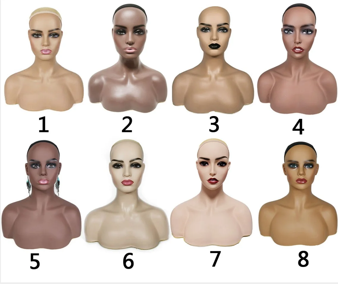Female Mannequin Head with Shoulders for Wig Hat Jewelry Display Big Breast Half Body 2PCS Wholesale Wig Display Mannequin Heads