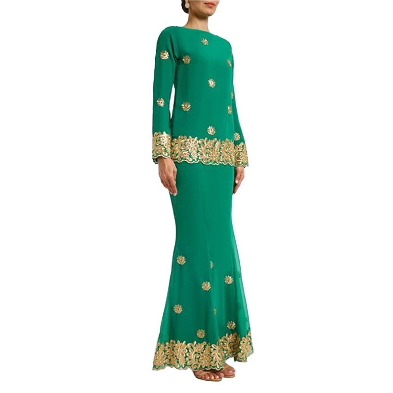  2020 модная индонезийская одежда Baju Kurung Арабская Женская мусульманское зимнее кружевное платье