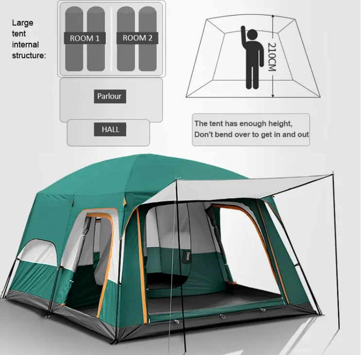 Family-Friendly Tent with Plenty of Room for All Easy Setup Spacious Family Camping Tent for 8-10 People