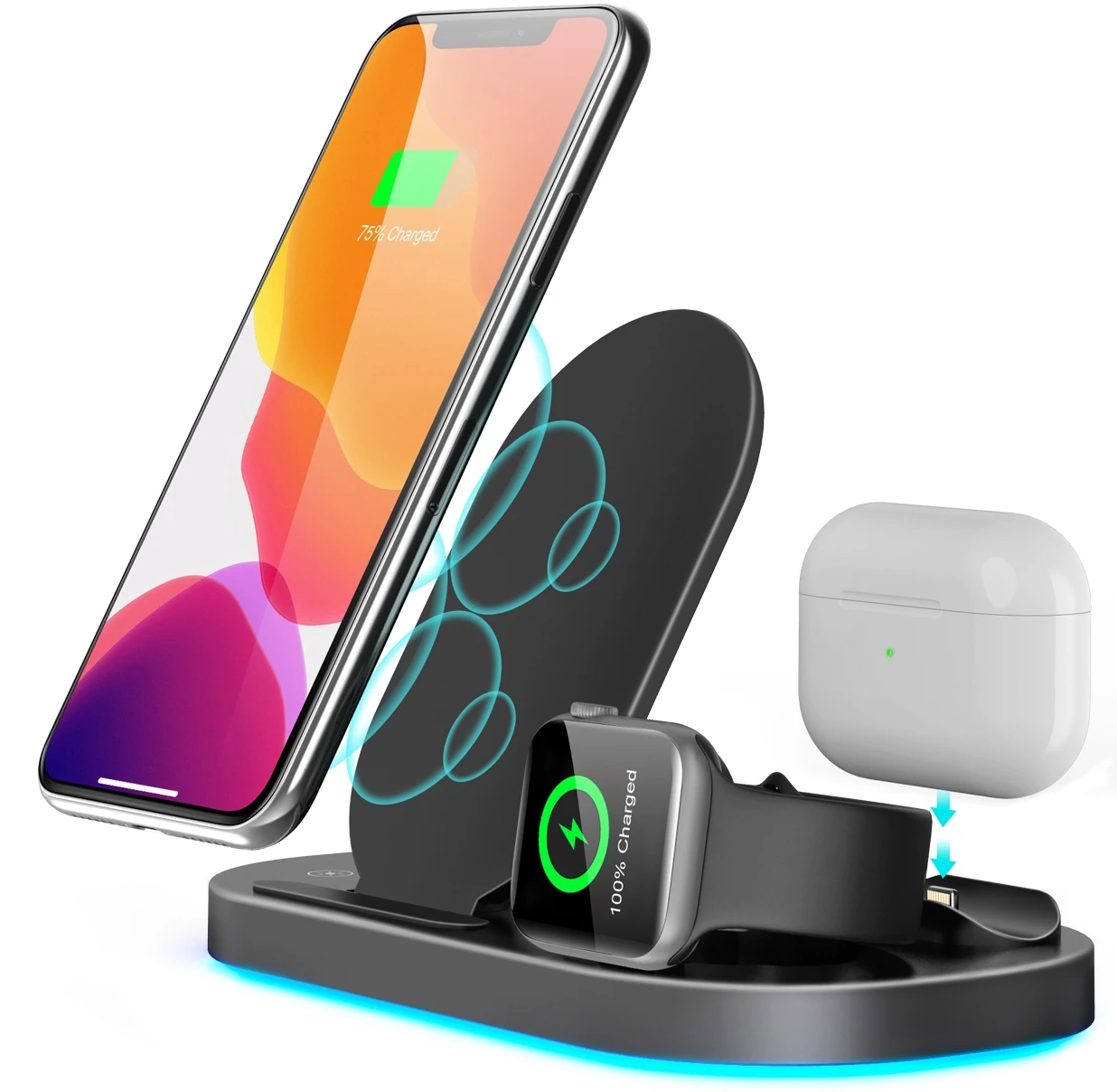 
Foldable Desk Lamp qi Wireless Portable Fast Phone Charger Station 3 in 1 Stand for Samsung/iphone/ Apple/iphone 11 /iphone xr 