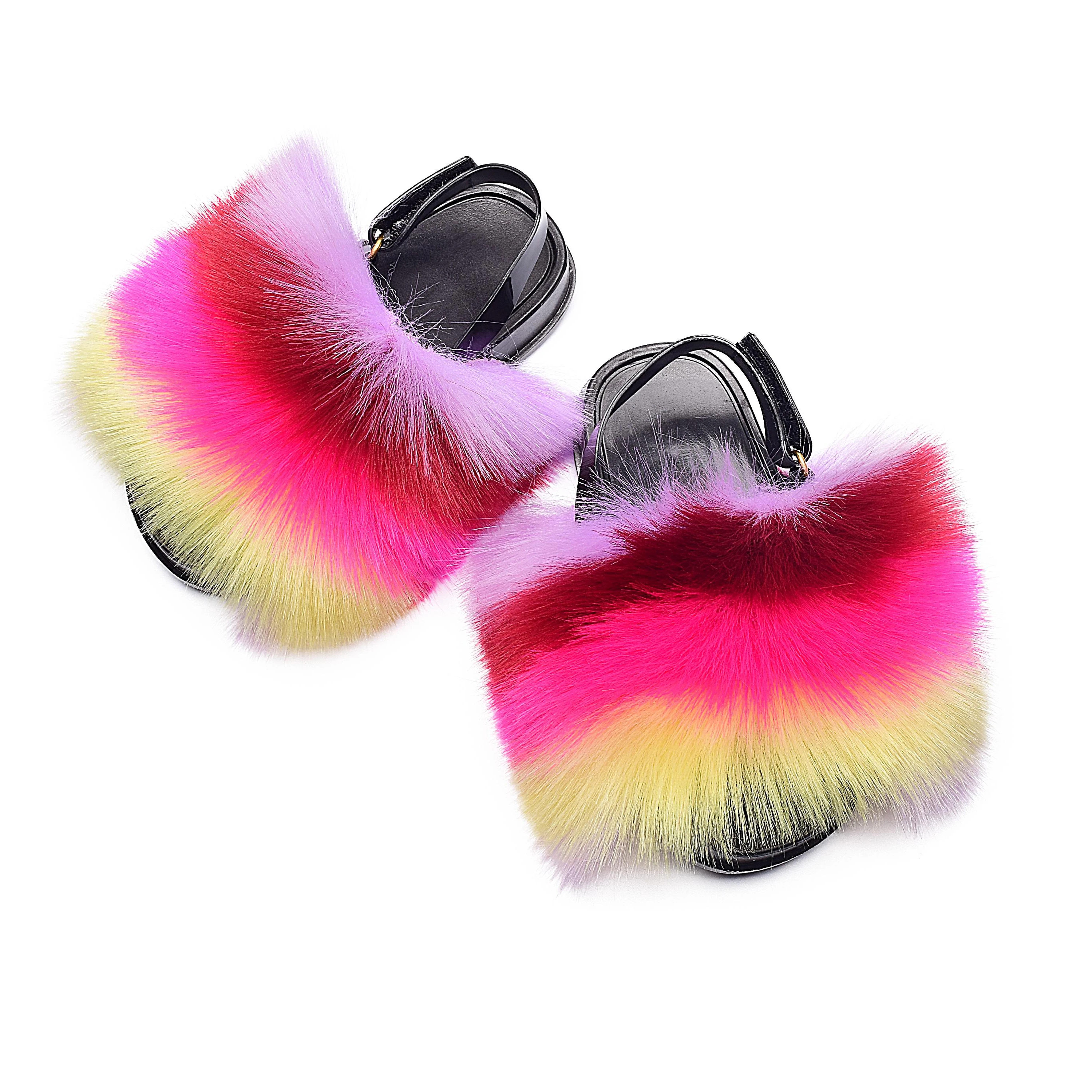 
Trendy mixed color fur strap Shoes Sandals baby and kids 