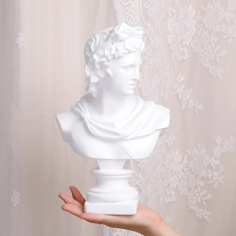 Redeco Unique Art Statue David Simple Figure Sculpture White Resin Artistic Human Body Bust Figurine For Gifts Home Decoration
