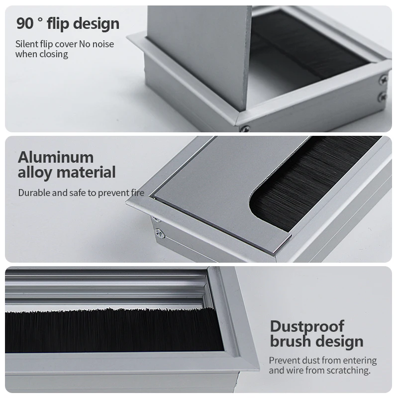 Flip Cable Manager Office Desk Table Wire Cord Management Furniture Sockets Grommets Hole Covers Box Organizer