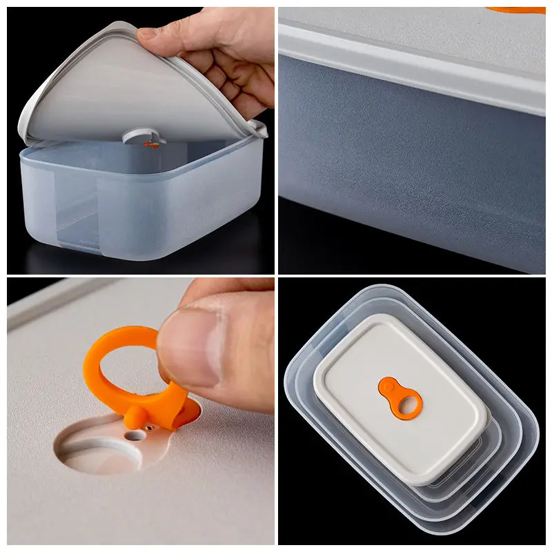 New BPA Free Plastic PP Stackable Food Keeper Storage Container Reusable Vacuum Fridge And Microwave 3 Set Organizer For Kitchen