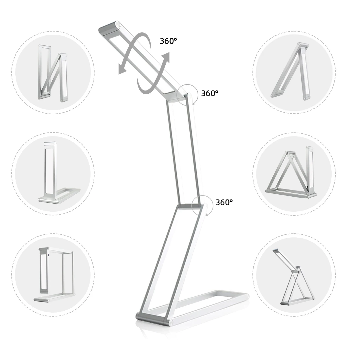 360 Degree Rotation Study Table Lamp Touch Dimmable Wireless Light Telescopic 3W 6500K Rechargeable Bed Lamp