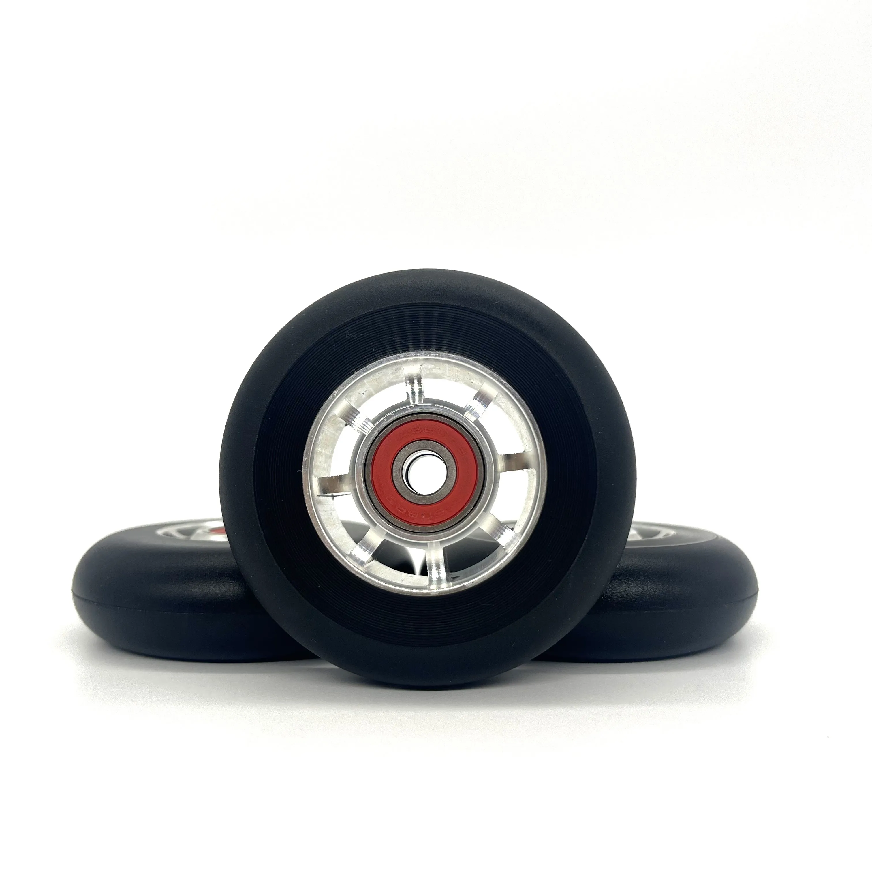 Factory OEM 80mm x 24mm 84mm x 24mm speed roller skate wheels with bearings aluminum hub aluminum core inline skate wheels