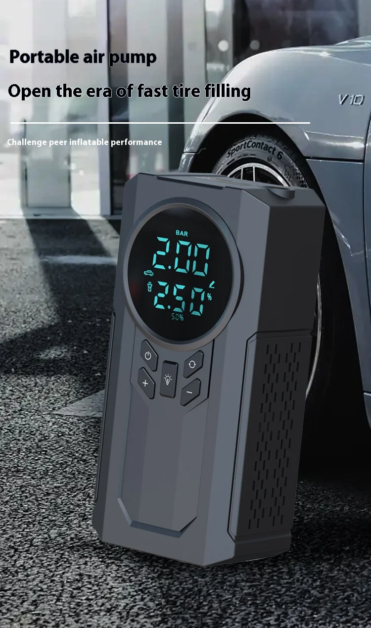 High Quality Portable Air Pump LED Digital Display Tire Compressor with Tire Pressure Monitor Wholesale Digital Tire Inflator