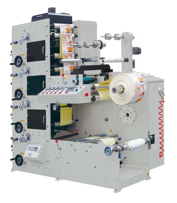 RTRY-420 Roll To Roll 2 4 8 color narrow web flexographic label die cutting and printing machine with