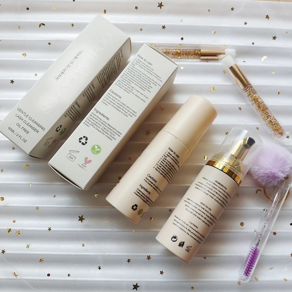 Pink Formula Custom Fragrance 60ml Foaming Lash Extension Eyelash Cleanser Private Label Logo Lash Shampoo Kit Lash Foam Cleaner